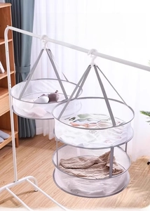 Detail of multi-layer mesh drying basket with windproof hooks for sweaters and socks