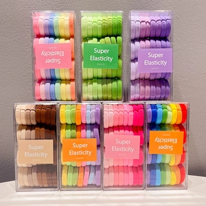 Colorful elastic hair bands set in transparent boxes for girls' daily hairstyling