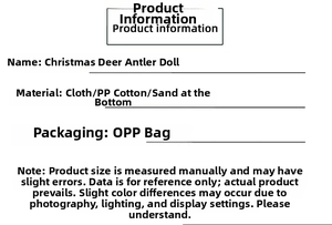 Fiche technique détaillée de la poupée renne de Noël en tissu et coton PP de qualité