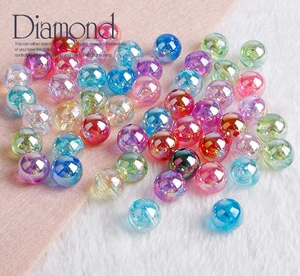 Macro view of colorful faceted acrylic beads for DIY jewelry and handmade crafts