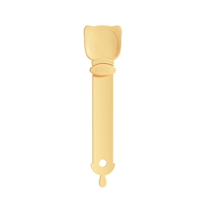 Cream-colored cat treat squeezer spoon with a cute cat ear shape and long handle