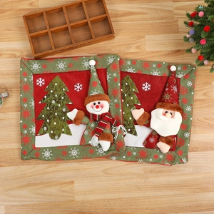 Christmas Cushion Covers Faux Linen 3D Santa Snowman Snowflake Print Pillow Case Festive Home Living Room Party Decor