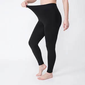 Leggings termici neri taglie forti a vita alta per donna, elastici e lunghi fino alla caviglia