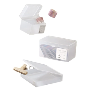 Translucent matte plastic storage box set for stationery and small items organization