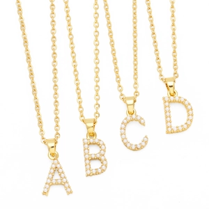 Initial Letter Pendant Necklace Gold Plated Copper With Faux Artificial Pearl Alphabet Clavicle Chain For Women Fashion Jewelry