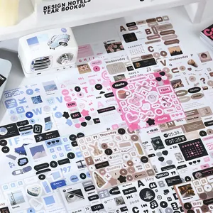 Mixed vintage English deco sticker set for DIY scrapbooking in four colorful themes
