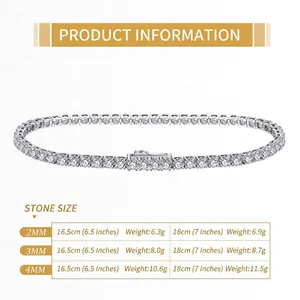 Classic S925 sterling silver tennis bracelet with 3mm single row cubic zirconia stones