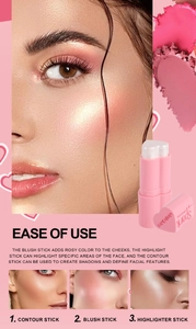 Drei-in-Eins Rouge-, Kontur- und Highlighter-Stifte in Herzform mit Anwendungsanleitung