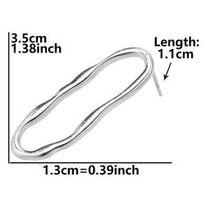 Detailed size map of geometric stainless steel oval earrings with 3.5cm height
