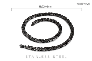 Detailed view of 6mm black stainless steel 500mm link chain showing 42g weight and texture