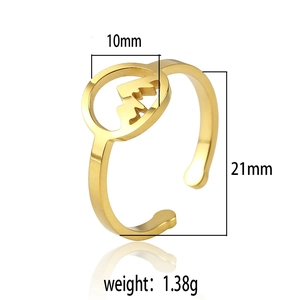 Detail shot of golden open ring with 10mm circular mountain cutout and dimensions