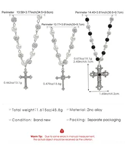 Size guide with dimensions and weights for Gothic cross pearl necklaces for women