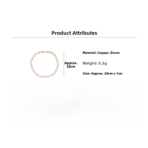 Technical specifications of the rose gold zircon flower pearl bracelet with dimensions