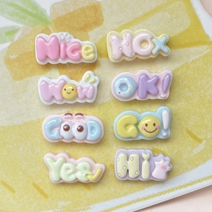 Mini colorful resin charms with English slogans for DIY shoe charms and phone cases