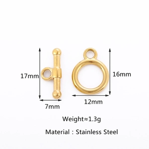 Detailed technical drawing of a gold 18k stainless steel OT toggle clasp for DIY jewelry