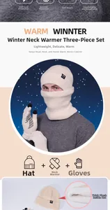 Detailed view of the winter set featuring warm fleece lining and touchscreen gloves