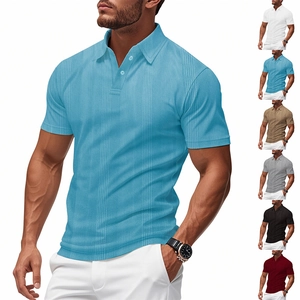 Polo Pour Hommes Texture Gaufre Respirant Séchage Rapide Coupe Ajustée Manches Courtes Casual Golf Sport Business Hauts