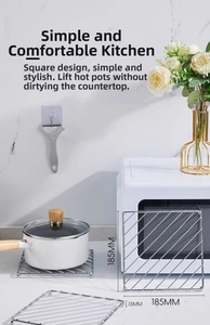 Detailed view of square 185mm x 185mm heat-resistant stainless steel trivet for pots