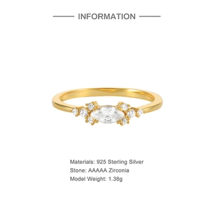 Detailed specs of marquise cut luxury zircon ring in 925 sterling silver, weight 1.38g