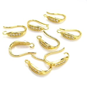 14K gold filled earring hooks with cubic zirconia for DIY jewelry making 8 pieces
