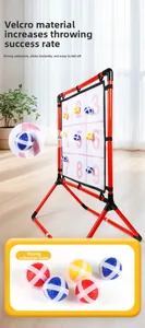 Close-up of a 9-grid target board with 5 colorful sticky balls for indoor and outdoor sports