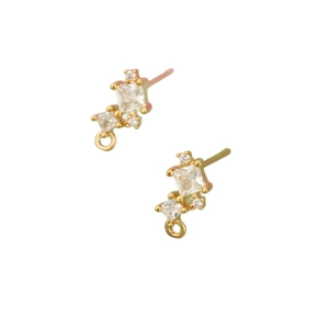 18k vergoldete Blumen-Mond-Ohrringe mit Zirkonia und DIY-Ringen für Schmuck