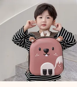 Toddler wearing a cute 3D squirrel backpack featuring ears and tail details in a soft setting