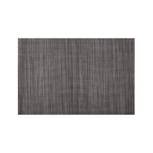 Thick woven dark grey PVC placemat with heat-resistant vertical weave texture