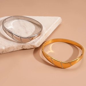 Bracelets géométriques irréguliers en acier inoxydable avec cristaux en or et argent