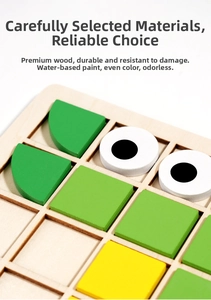 Close-up of 3D mosaic wood puzzle with colorful geometric blocks and water-based paint