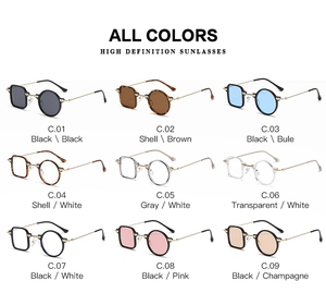 Catalogue détaillé montrant tous les coloris pour lunettes de soleil asymétriques en TR90