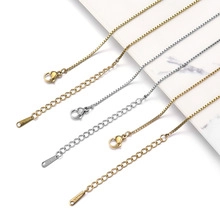 Polished stainless steel box chain necklace in gold and silver finish with lobster clasp