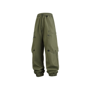 Pantalón cargo verde oliva con cintura con cordón y diseño funcional multibolsillo