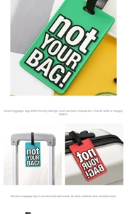 Macro shot of durable PVC luggage tag with 3D embossed lettering and leather strap