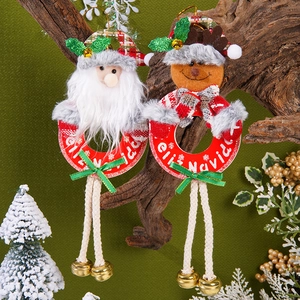 Christmas tree ornaments set with Santa, reindeer, bells and Feliz Navidad hanging sign