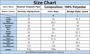 Size guide with measurements for women's fleece-lined beige faux suede fashion jacket