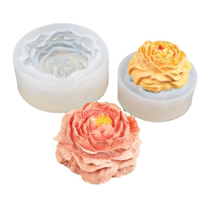 3D peony flower silicone mold for handmade aromatherapy candles and resin crafts