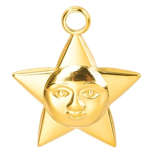 Minimalist 18k gold plated stainless steel star pendant with embossed face design