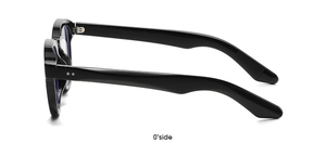 Seitenansicht der schwarzen runden Sonnenbrille mit schlanken Bügeln und Gestelldetails