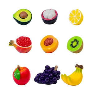 Nine realistic mini resin fruit models including avocado and mango for dollhouse decor