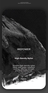Détail de la texture en nylon imperméable haute densité d'un sac bandoulière tactique noir