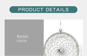 Detailed close-up of handmade grey rattan circle weave with decorative beads for wall decor