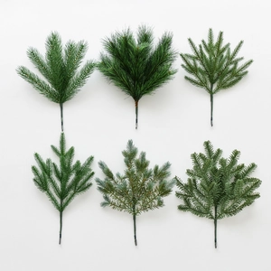 Artificial Pine Needle Branches Realistic PE Plastic Greenery Picks For Christmas Wreath DIY Garland Decoration