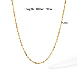 Detail of 18K gold plated Figaro chain with 400mm length and 2mm width dimensions