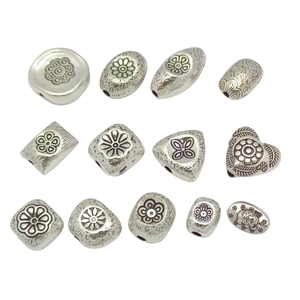 Vintage Alloy Spacer Beads Tibetan Silver Style Elephant Floral Pattern For DIY Jewelry Making Bracelet Necklace Crafting