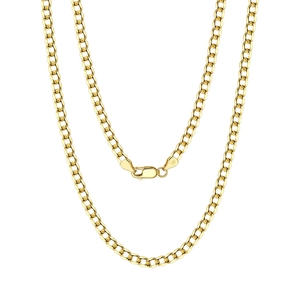 Polished S925 sterling silver curb chain necklace with gold plating and lobster clasp