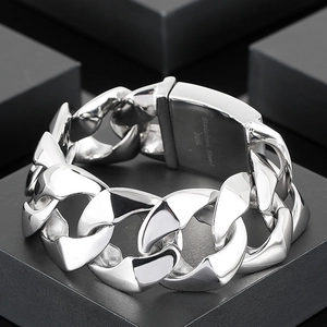 Cuban Link Bracelet 316L Stainless Steel Polished Heavy Duty Chunky Hip Hop Streetwear For Men