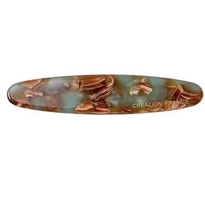 French style acetate hair clip with vintage marble pattern and Creation France text