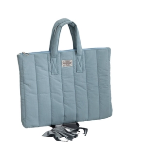 Quilted light blue shockproof laptop sleeve for iPad and MacBook with top handles