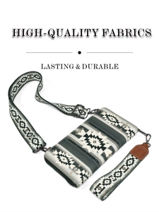 Gray Bohemian canvas clutch bag with matching wide shoulder strap and wristlet band